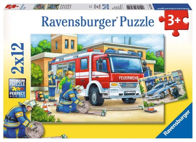 RAVENSBURGER Puzzle Policie a hasiči 2x12 dílků