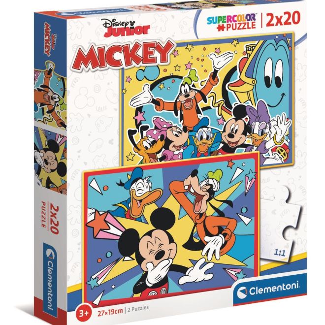 CLEMENTONI Puzzle Mickey se baví s kamarády 2x20 dílků