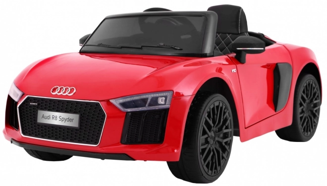 Audi R8 Spyder na baterie Červený lak + Dálkové ovládání + EVA + Pomalý start + Rádio MP3 + LED dioda