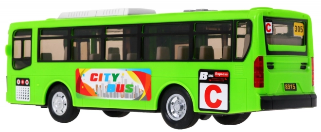 Interaktivní školní autobus + otevírací dveře + zvuky a světla – Zelený