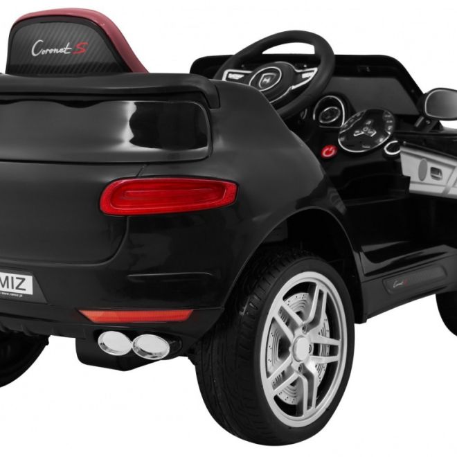 Turbo-S bateriové auto pro děti černé + dálkové ovládání + pomalý start + EVA kola + rádio MP3