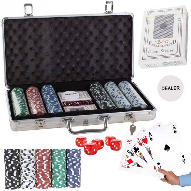 Texas poker set 300 žetonů 2 balíčky kufřík