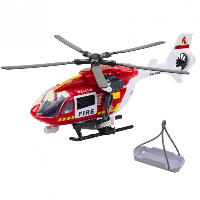 Helikoptéra hasičského sboru s nosítky se světly a zvuky