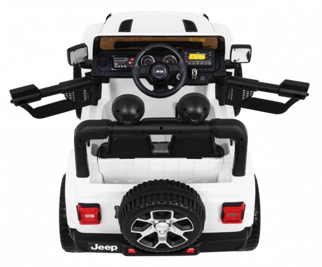 Jeep Wrangler Rubicon baterie pro děti Bílá + dálkové ovládání + rádio MP3 LED + kola EVA