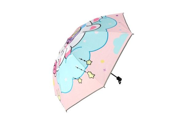 Deštník Jednorožec skládací látka/kov 25cm růžový v sáčku