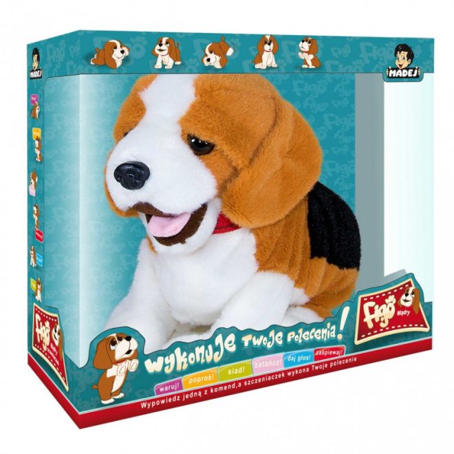 Figo interaktivní maskot pes Beagle reagující na povely