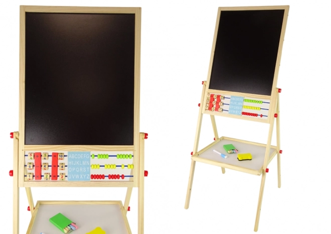 Dřevěná dvojstranná tabule Magnetická a Křídová s Příslušenstvím