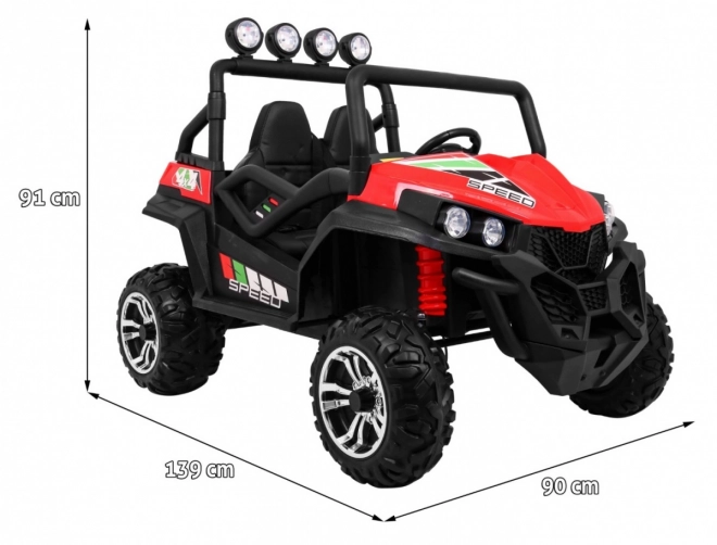 Grand Buggy Strong Lift pro děti Červená + pohon 4x4 + dálkové ovládání + nosič zavazadel + rádio MP3 + LED dioda