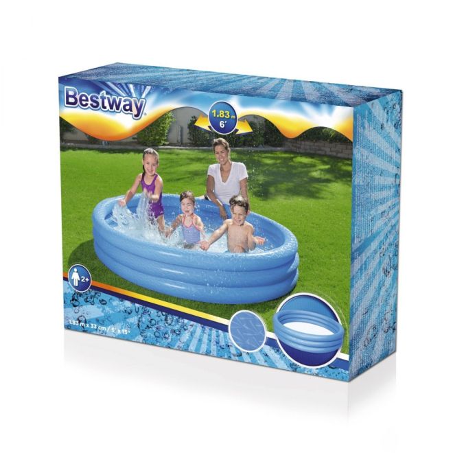 Dětský zahradní bazén Nafukovací brouzdaliště modré 183x33cm BESTWAY + opravná záplata