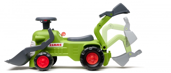 Jezdicí traktor Claas s přívěsem, nakladačem a lžící