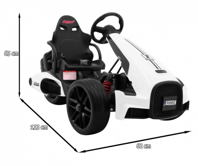 Dětská motokára Bolid XR-1 na baterie Bílá + nastavitelná řídítka + tvarované sedadlo