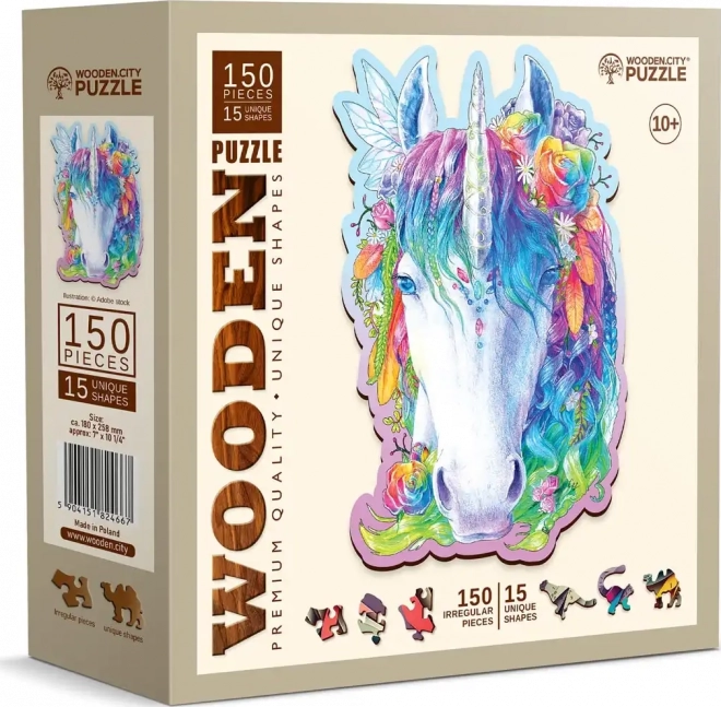 WOODEN CITY Dřevěné puzzle Stylový jednorožec 150 dílků EKO