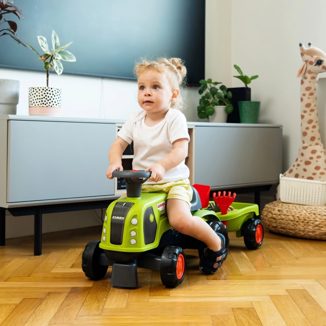 Falk dětský traktorek Claas 470 Arion zelený s přívěsem a sadou na písek