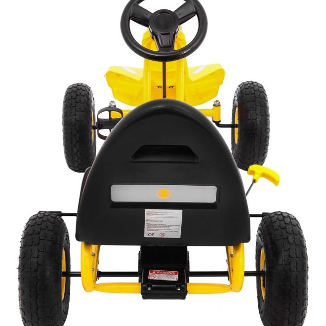 Šlapací motokára Champion pro děti 3+ Žlutá + Nafukovací pneumatiky + Nastavitelné sedadlo + Ruční brzda