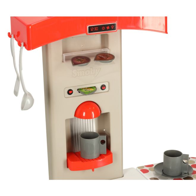 Dětská elektronická plastová kuchyňka se zvukem skládací červená + příslušenství