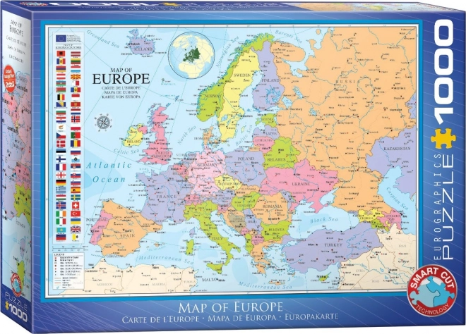 EUROGRAPHICS Puzzle Mapa Evropy 1000 dílků