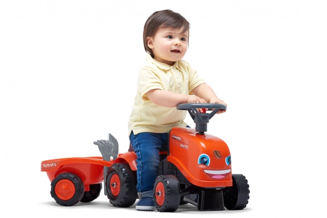 FALK 260C Baby Kubota ride-on traktor s přívěsem, hrable a lopata