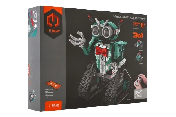 Robot RC skládací plast 15x23cm 2,4GHz na baterie se světlem, zvukem v krabici 31x23x7cm – Růžový