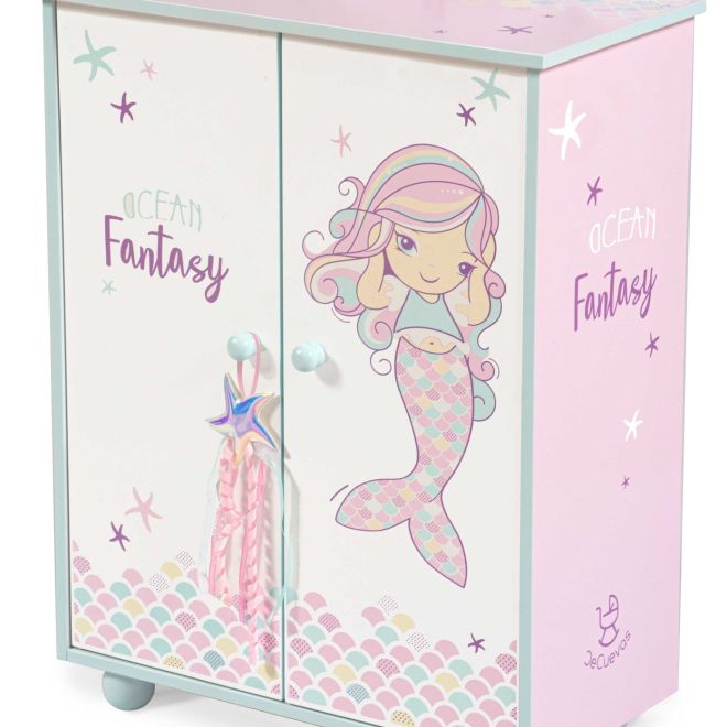 DeCuevas 55241 Dřevěná šatní skříň pro panenky s doplňky Ocean Fantasy 2021
