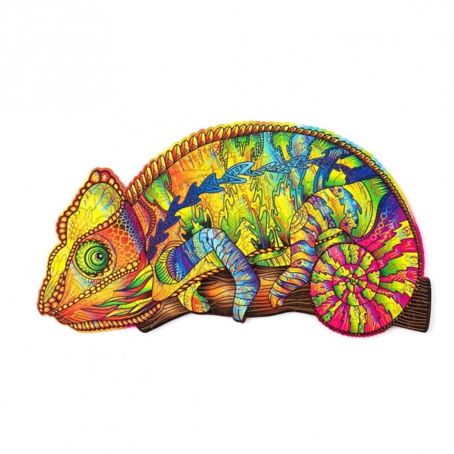 Dřevěné puzzle chameleon