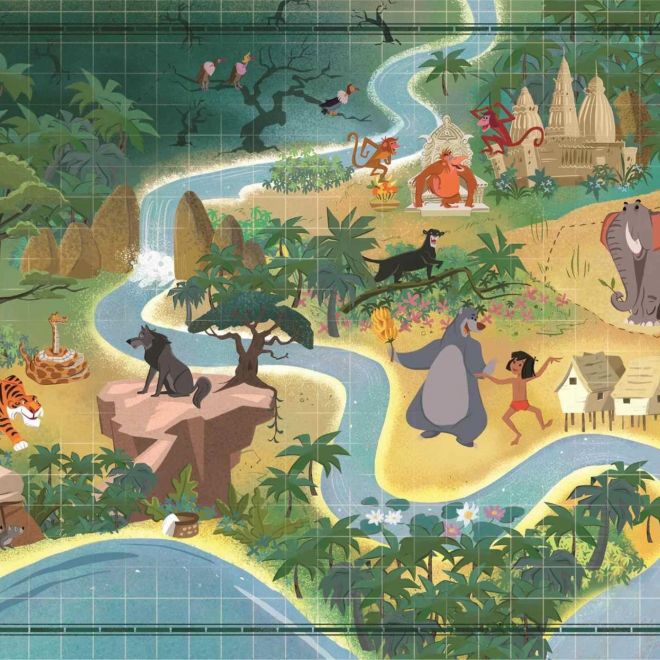 CLEMENTONI Puzzle Story Maps: Kniha džunglí 1000 dílků