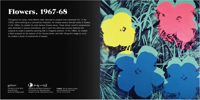 GALISON Posuvné dřevěné puzzle Andy Warhol: Květiny 2v1 (16 dílků)