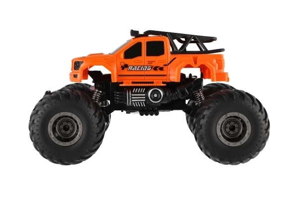 Auto RC pick up Off road terénní plast 23cm 2,4GHZ na baterie se světlem oranžový v krab. 30x15x19cm