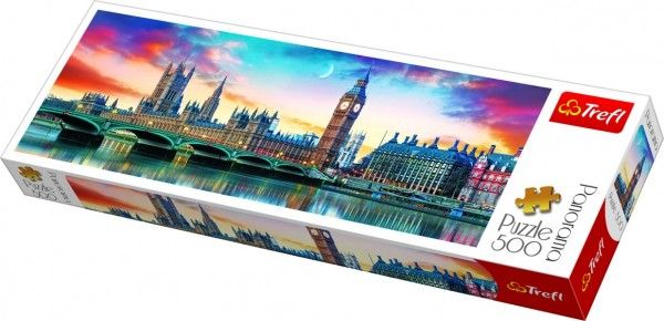 Puzzle Big Ben a Westminsterský palác, Londýn panorama 500 dílků 66x23,7cm v krabici 40x13x4cm