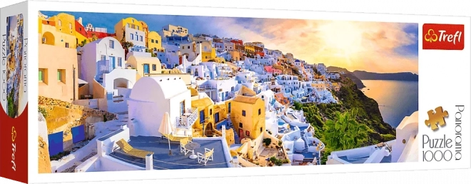 Panoramatická puzzle Santorini západ slunce 1000 dílků