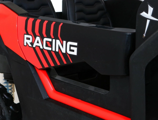Silná závodní čtyřkolka buggy pro 2 děti Červená + Střídavý motor + Nafukovací kola + LED audio