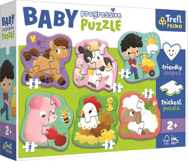 Baby puzzle se zvířátky z farmy 6v1