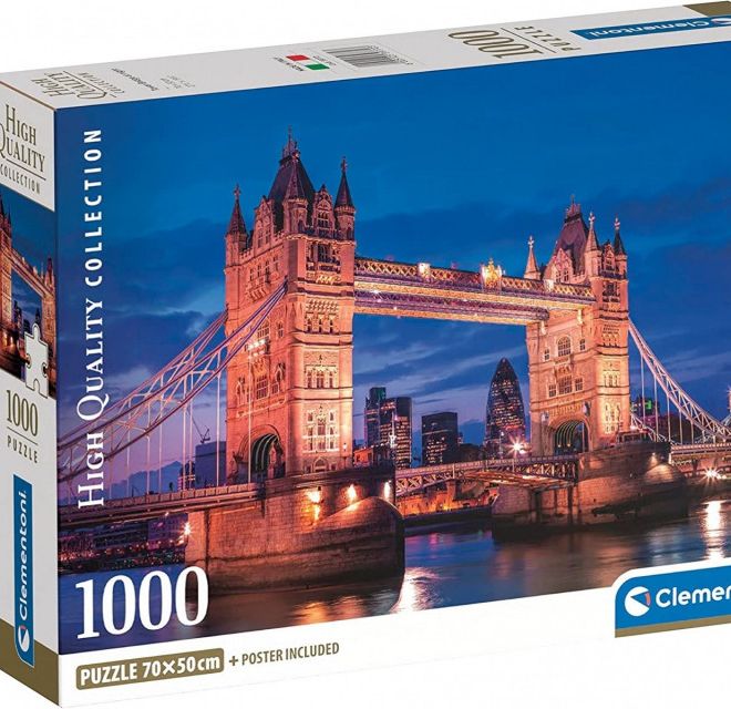 Puzzle 1000 dílků Kompaktní Tower Bridge v noci