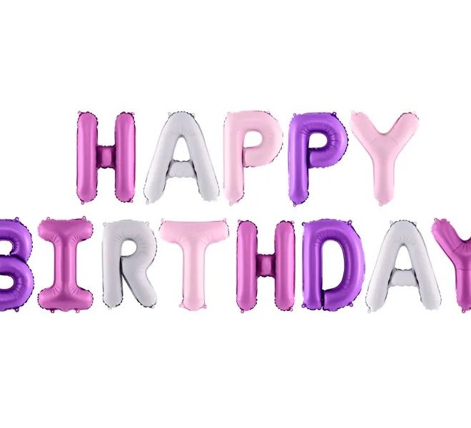Fóliová balónková narozeninová dekorace Happy Birthday rainbow - 340 cm x 35 cm