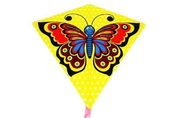 Žlutý létající drak s motivem motýla - 68 x 73 cm
