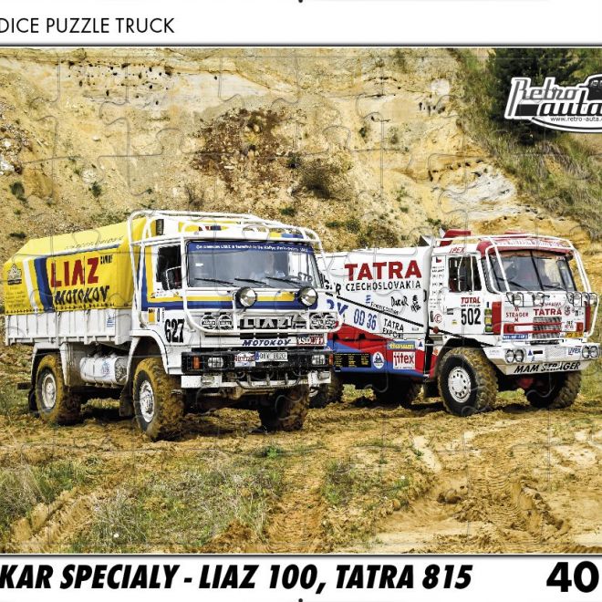 RETRO-AUTA Puzzle TRUCK č.48 Dakar speciály - LIAZ 100, TATRA 815 - 40 dílků