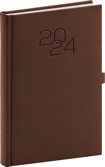 Denní diář Vivella Classic 2024, hnědý, 15 × 21 cm
