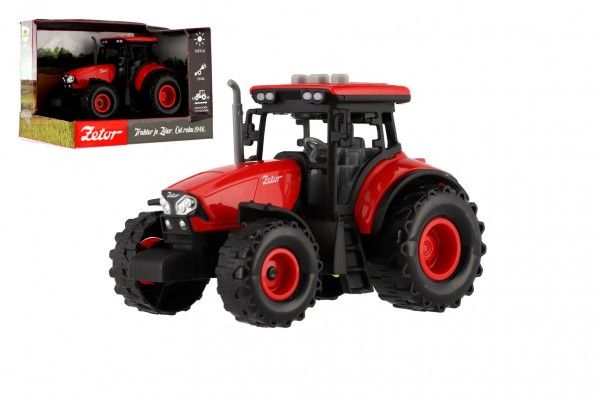 Červený traktor Zetor na setrvačník se zvukovými a světlenými efekty