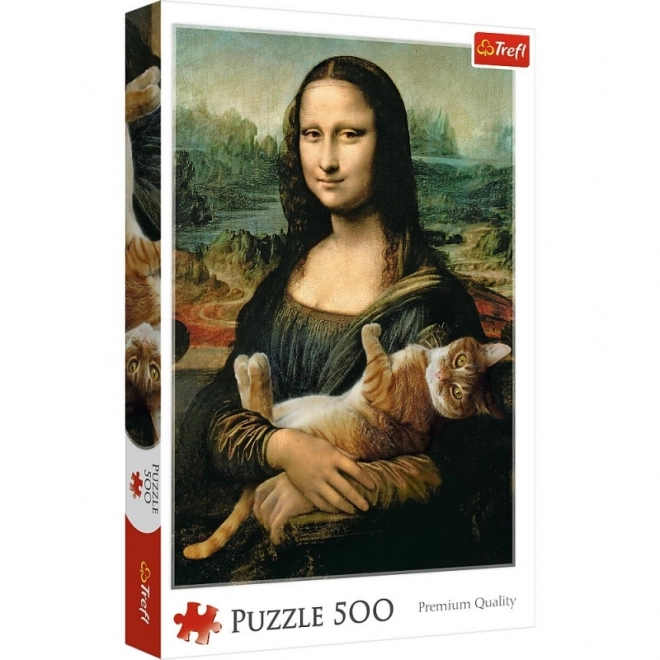 Puzzle Mona Lisa s kočkou Mruček, 500 dílků