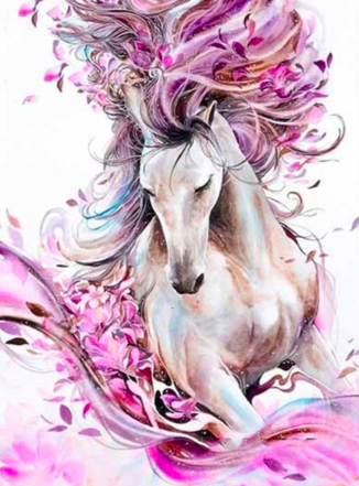 Sada na diamantové malování - růžový abstraktní kůň