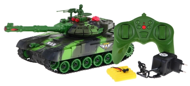 Tank na dálkové ovládání + interaktivní efekty + odpalování + dálkové ovládání – Zelený