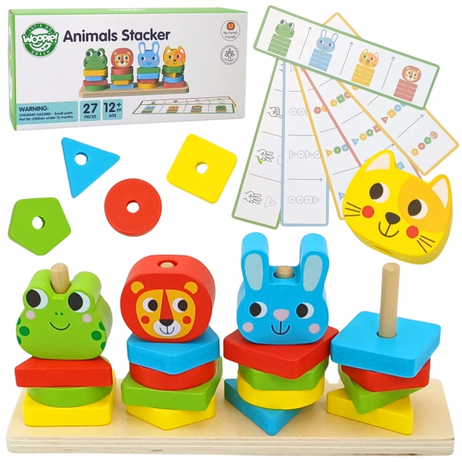 Montessori skládačka zvířátka pyramidka 27 dílů FSC