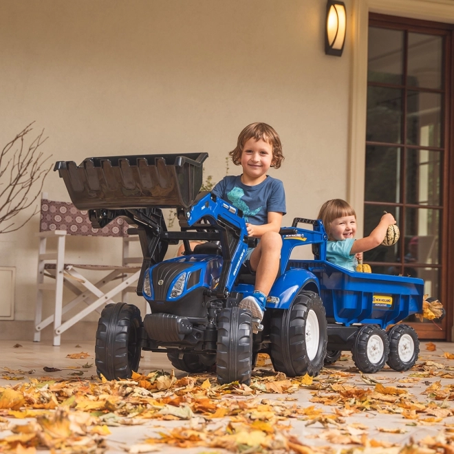 Traktor New Holland s přívěsem modrý pro děti od 3 let