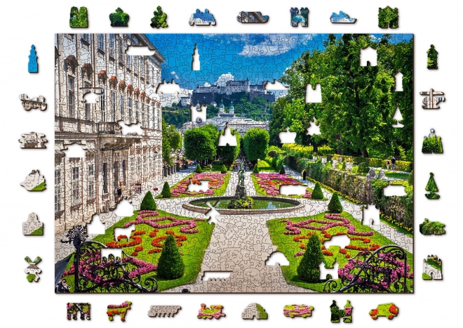 WOODEN CITY Dřevěné puzzle Palác Mirabell a Salzburský hrad 2v1, 1010 dílků EKO