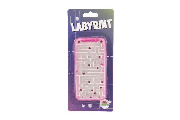 Labyrint s kuličkami hlavolam plast 14x7cm 3 barvy na kartě