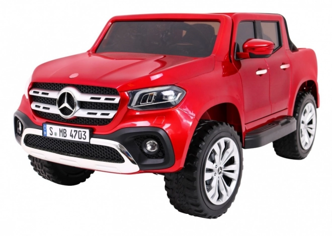 Mercedes Benz X-Class pro děti Červený lak + dálkové ovládání + 4x4 + MP4 + nosič zavazadel + EVA