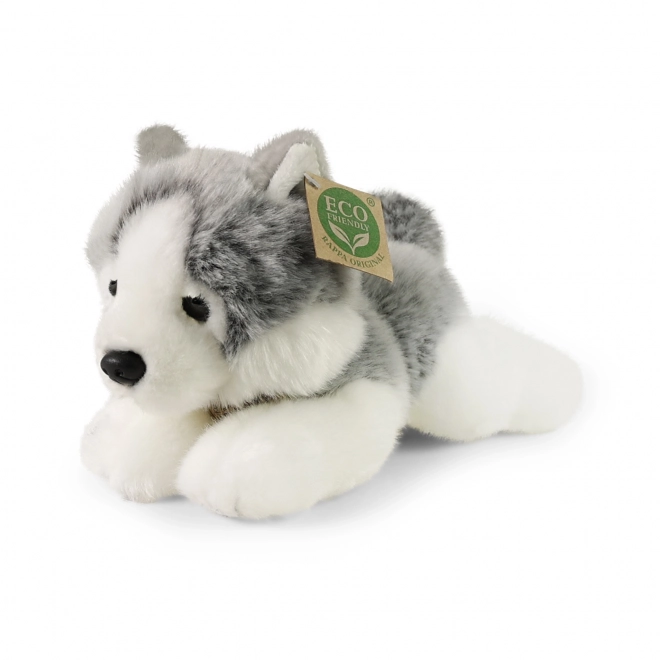 Plyšový pes husky z materiálů šetrných k přírodě