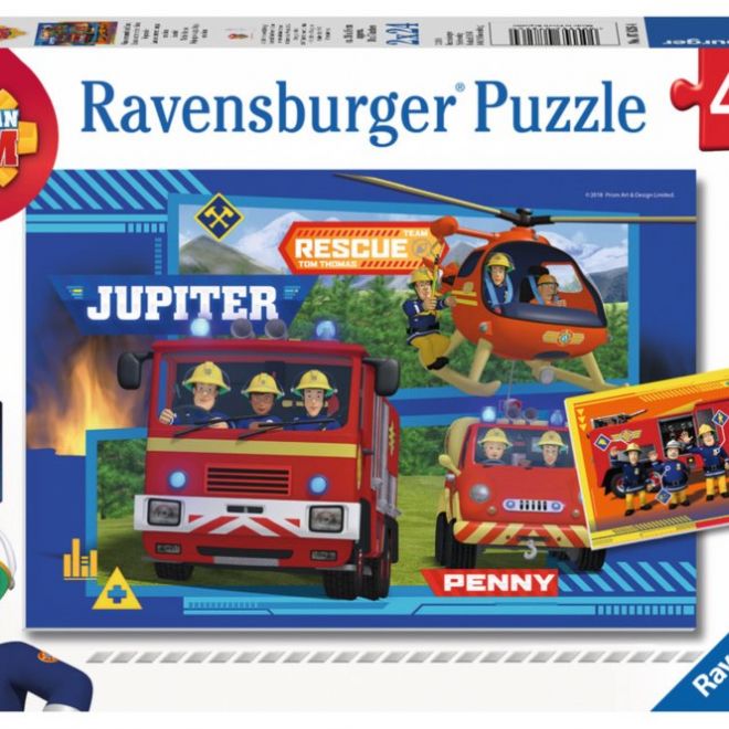 RAVENSBURGER Puzzle Požárník Sam: Výjezd 2x24 dílků