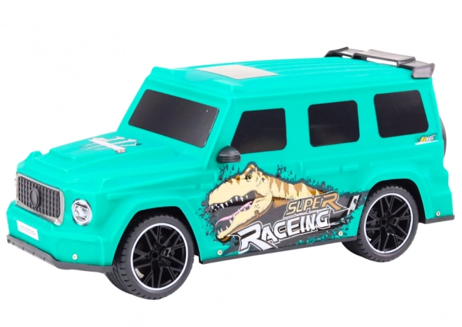 RC auto na dálkové ovládání s dinosaurem v měřítku 1:10 zelené