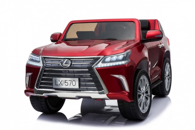 Lexus LX570 Lakované auto pro 2 děti Červená + dálkové ovládání + EVA kola + rádio MP3 LED