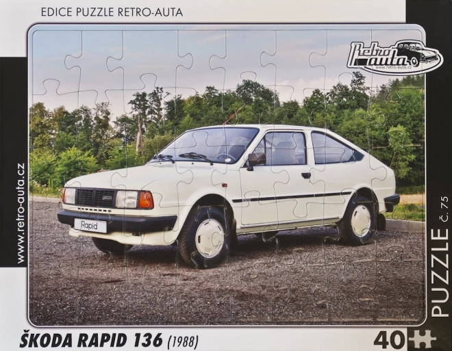 RETRO-AUTA Puzzle č.75 Škoda Rapid 136 (1988) 40 dílků